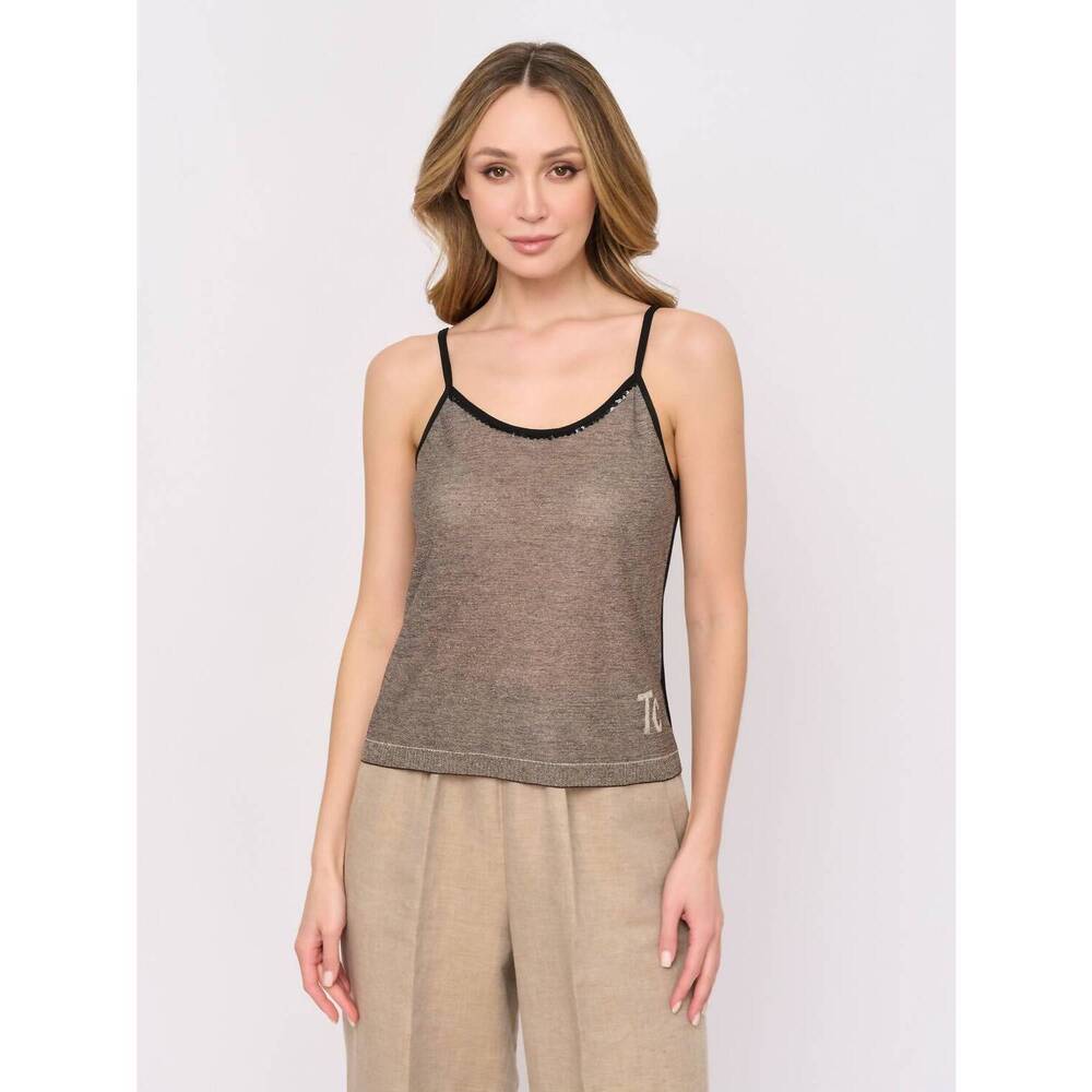 NEW TRICOT CHIC woven tank top in black